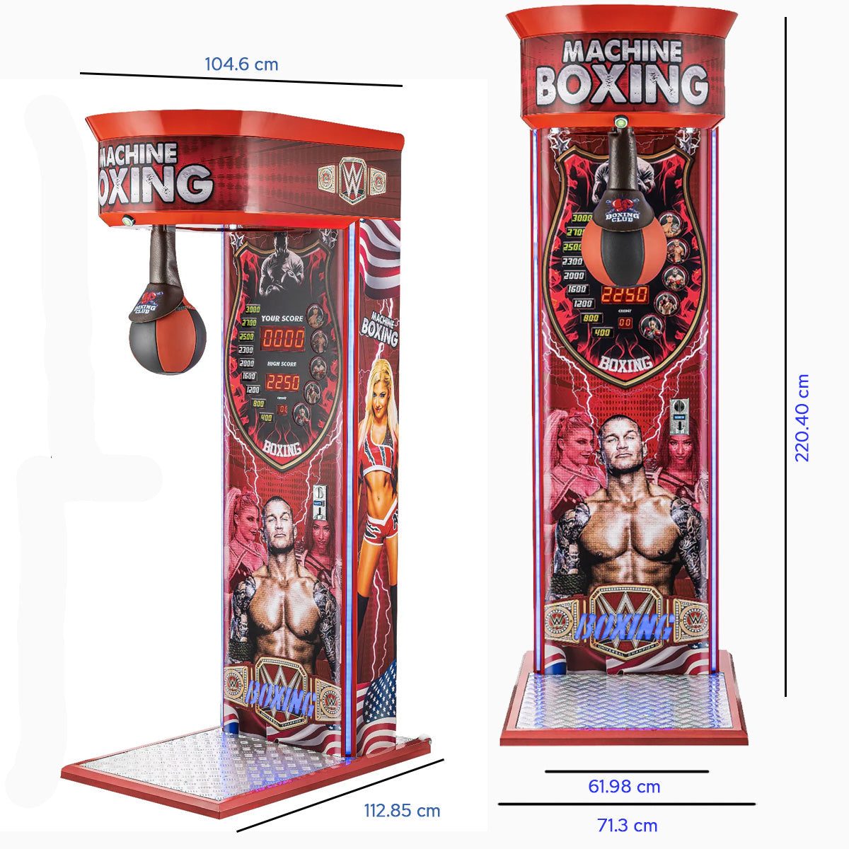 Punch Pro Red Boxing Arcade Machine - Classic Commercial Coin-Op Punching Game